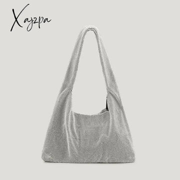 Xajzpa - Luxury Diamonds Women Shoulder Bags Designer Crystal Mesh Lady Handbags Rhinestones